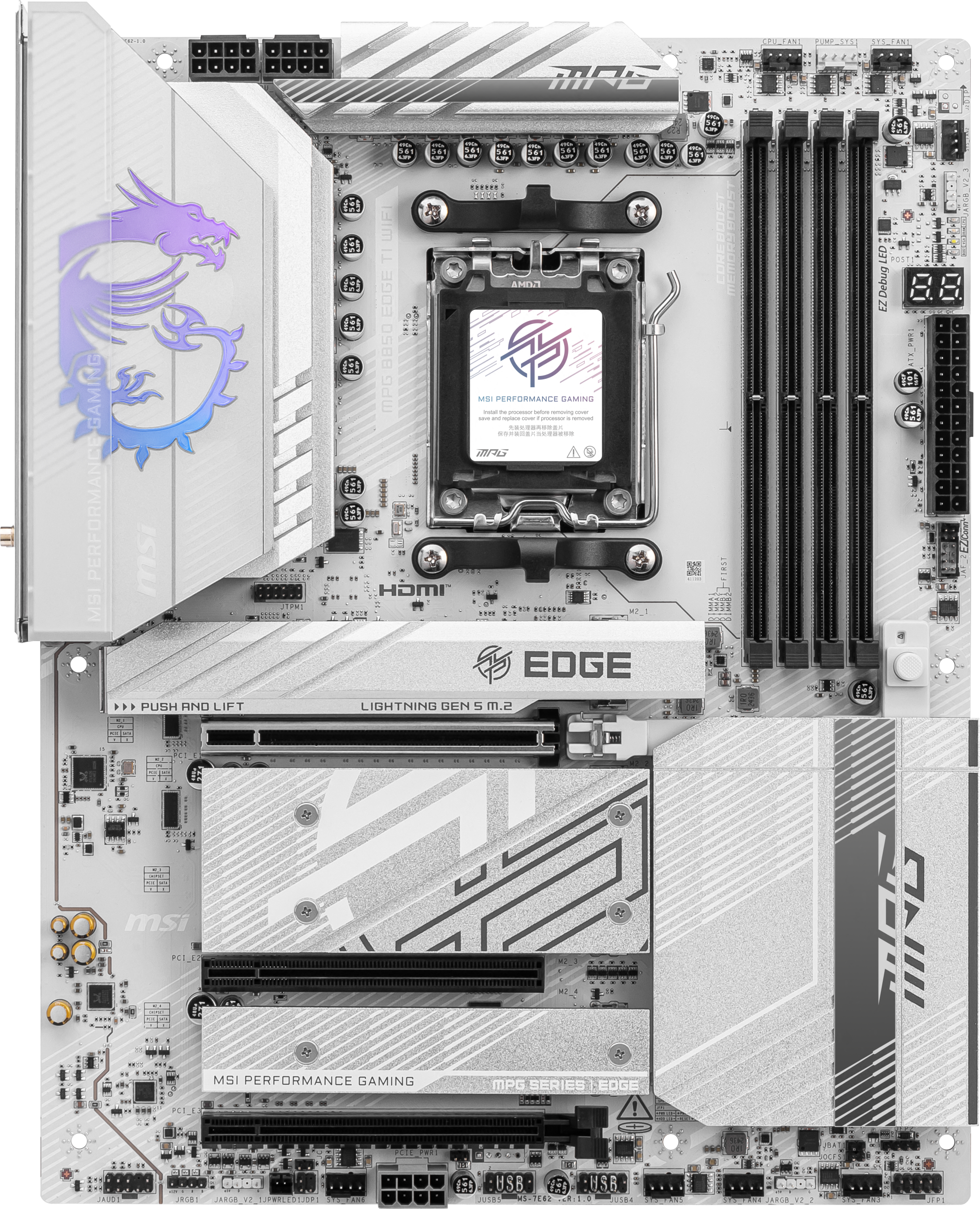 MSI MPG B850 Edge TI WiFi motherboard, socket AM5, AMD B850, ATX, DDR5