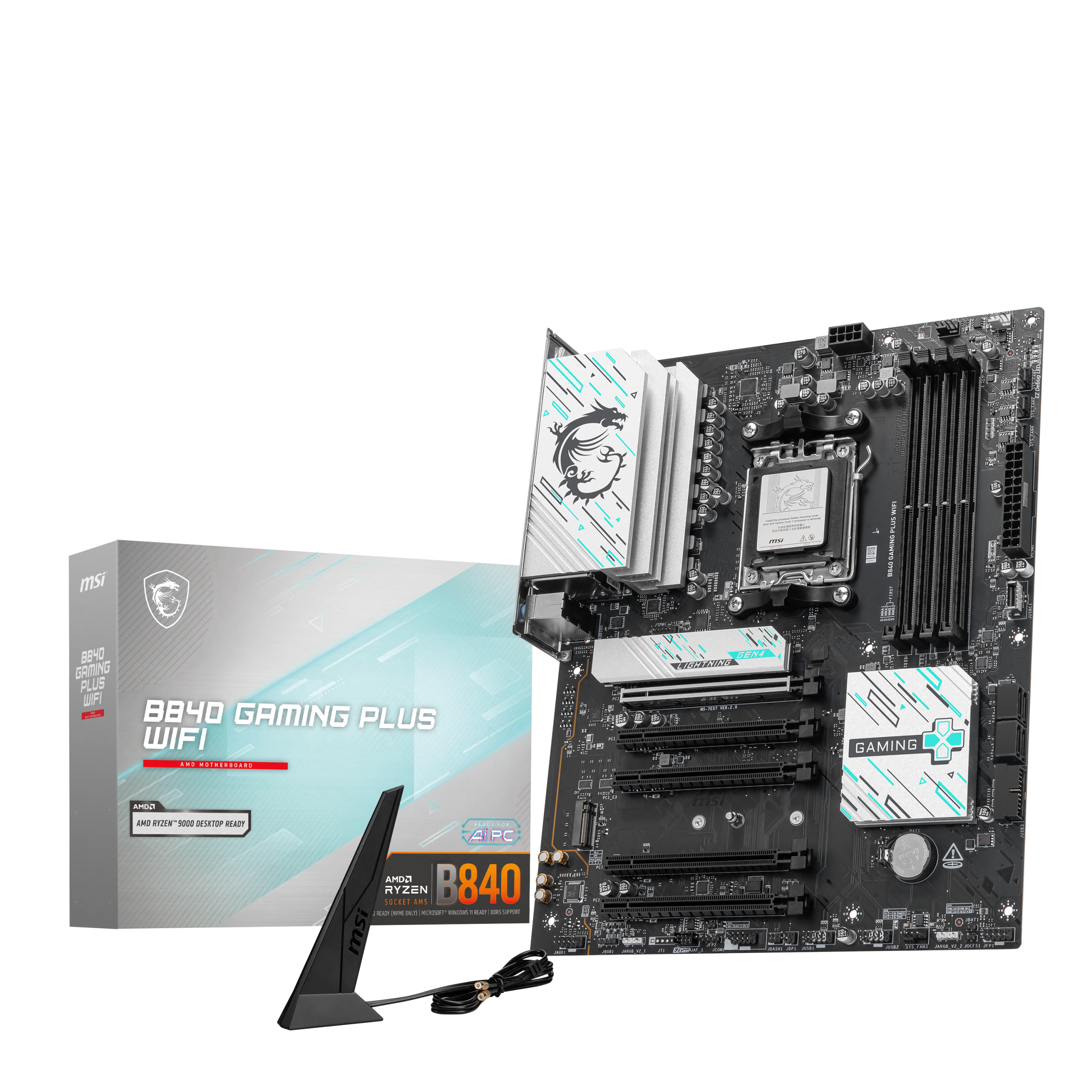 MSI B840 Gaming Plus WiFi motherboard, Socket AM5, AMD B840, ATX, DDR5 : image 1