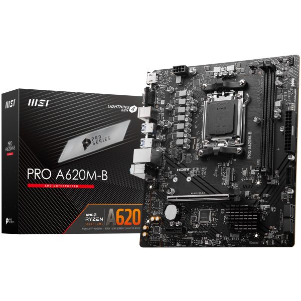 MSI PRO A620M-B motherboard, socket AM5, AMD A620, mATX, DDR5