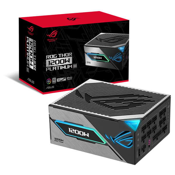 ASUS ROG Thor Platinum III, 80 PLUS Platinum power supply, modular, ATX 3.1, PCIe 5.1 – 1,200 Watt