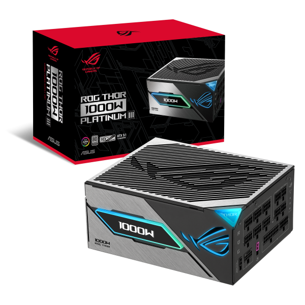 ASUS ROG Thor Platinum III, 80 PLUS Platinum power supply, modular, ATX 3.1, PCIe 5.1 – 1,000 Watt