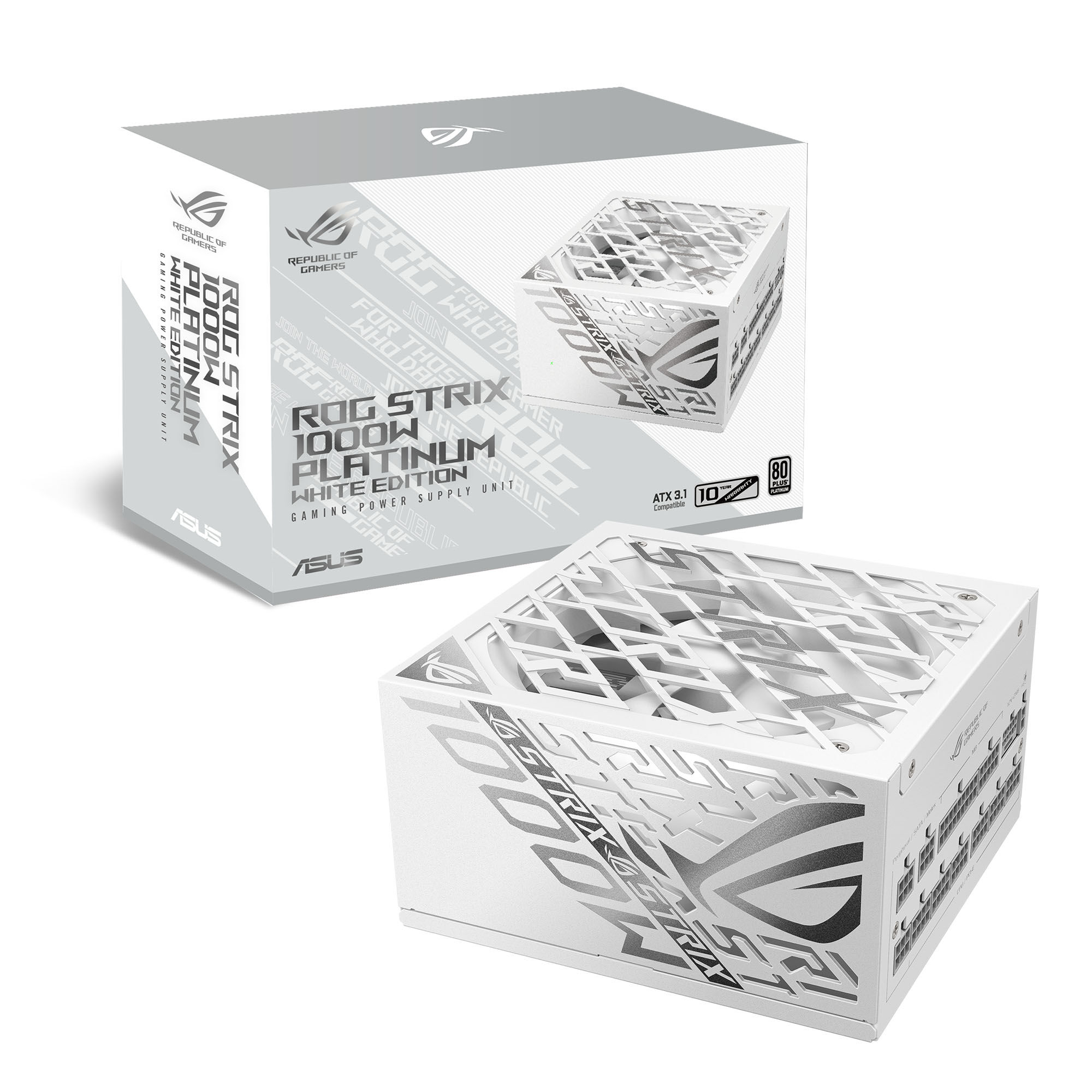 ASUS ROG Strix 1000W Platinum, 80 PLUS Platinum power supply, modular, PCIe 5.1 - 1,000 Watts, white