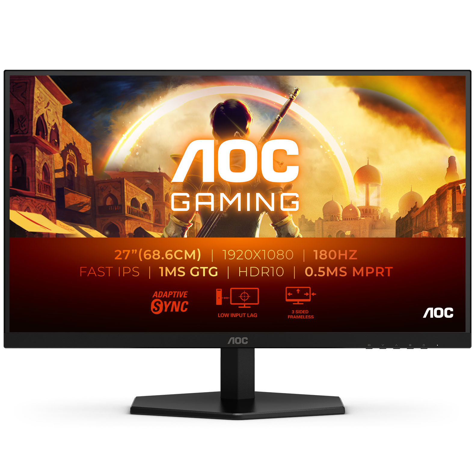 AOC Gaming 27G42E, 27 inch gaming monitor, 180 Hz, IPS, FreeSync