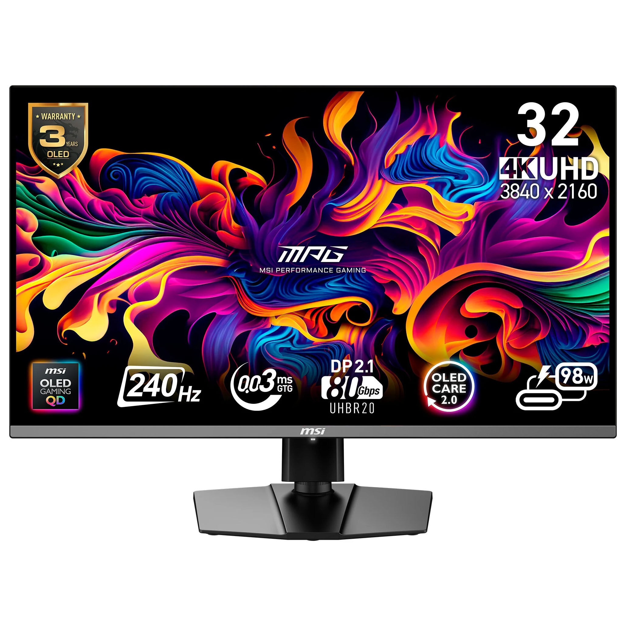 MSI MPG 322URXDE QD-OLED, 31.5 inch gaming monitor, 240 Hz, QD OLED, Adaptive Sync