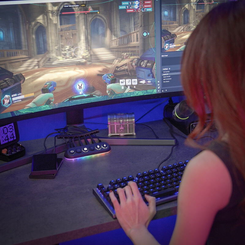 Streamplify HUB DECK 5, 4x USB 3.0, 1x USB 2.0, RGB, 12V, EU Power Cord - black