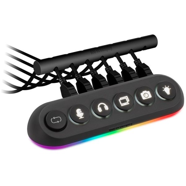 Streamplify HUB DECK 5, 4x USB 3.0, 1x USB 2.0, RGB, 12V, EU Power Cord – black