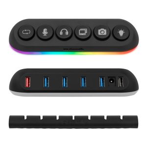 Streamplify HUB DECK 5, 4x USB 3.0, 1x USB 2.0, RGB, 12V, EU Power Cord - black