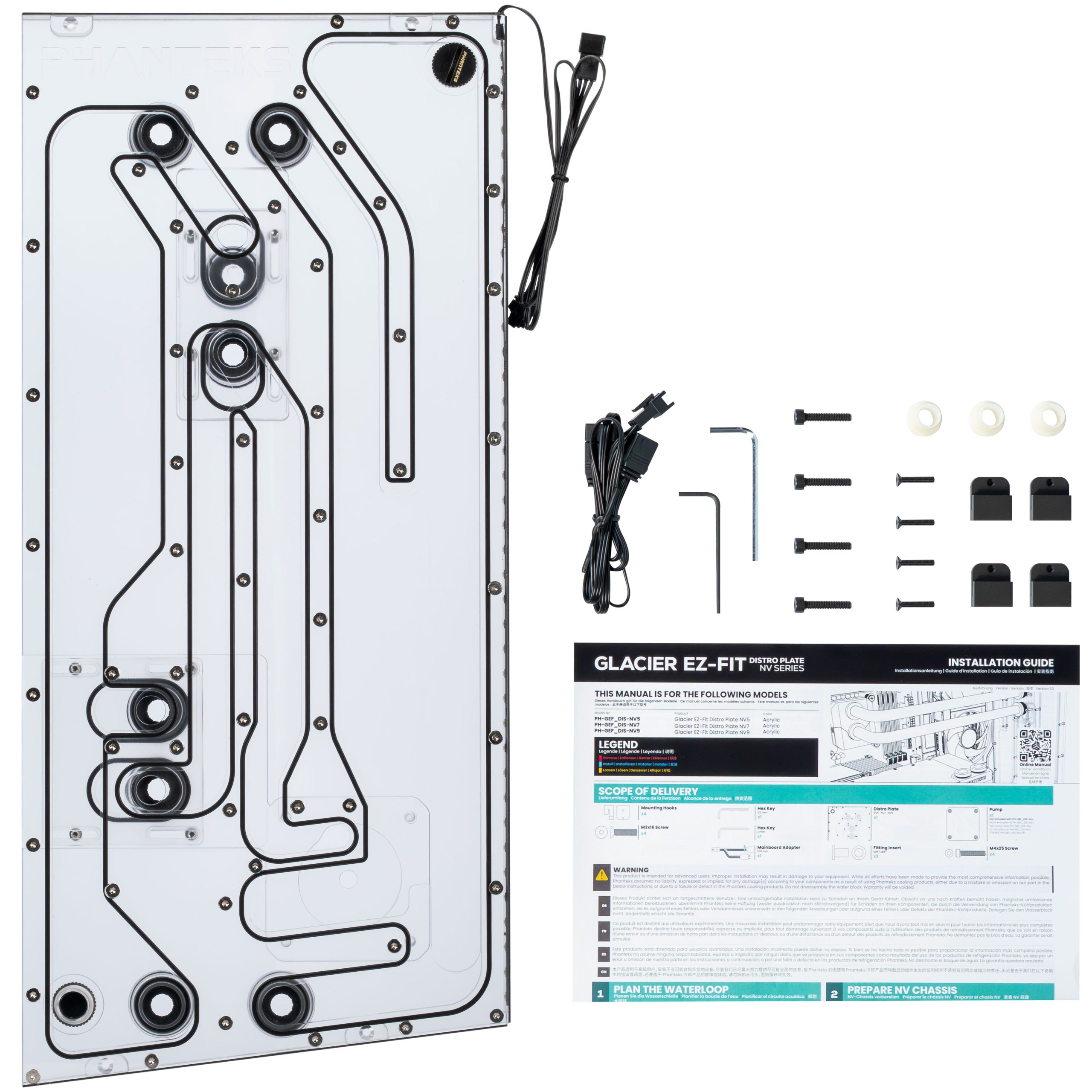 Phanteks Glacier EZ-Fit DIS-NV5 Distroplate, integrated EZ-Fittings - black : image 8