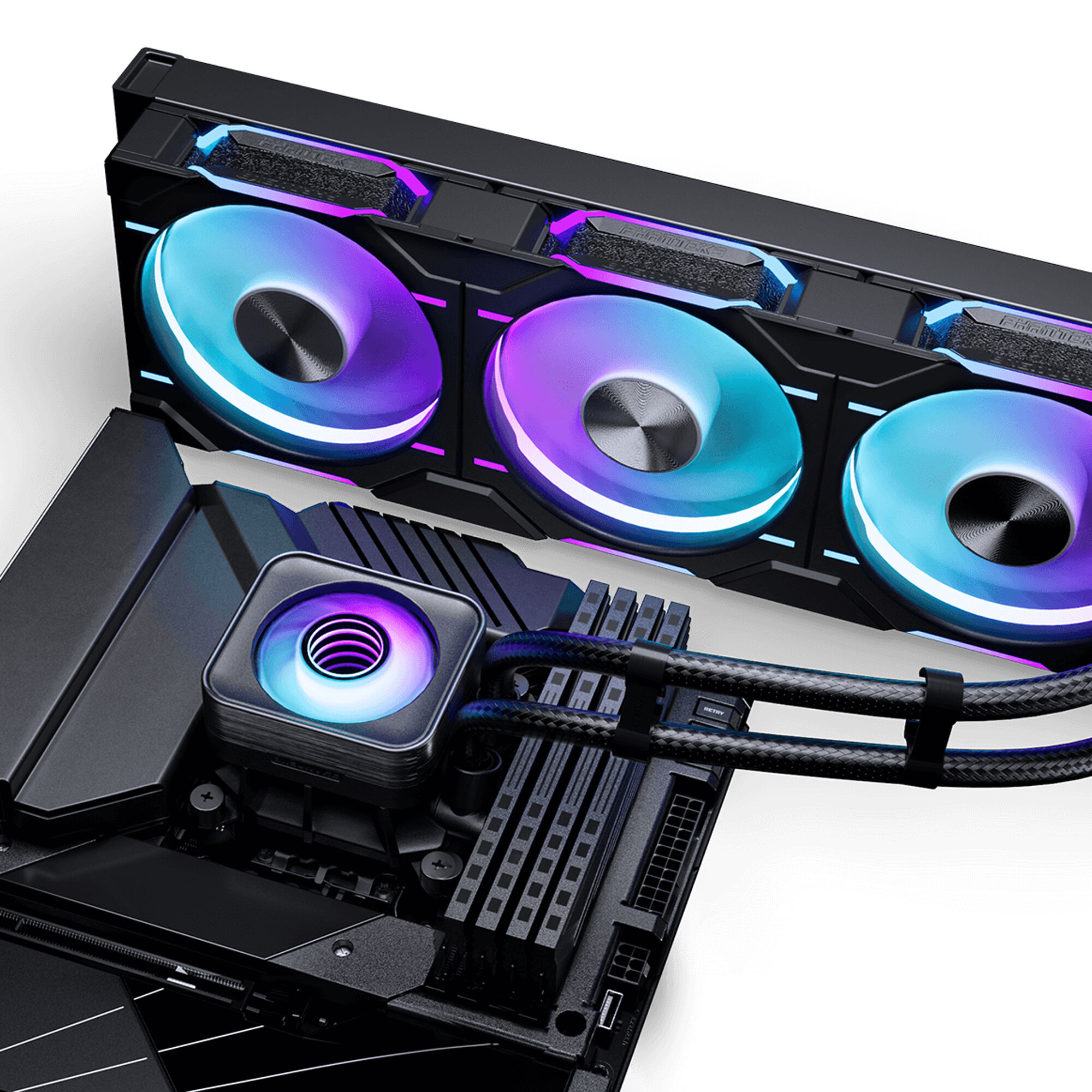 Phanteks GLACIER ONE 360D30 X2 DRGB AiO Water Cooling System - 360mm, Black : image 6
