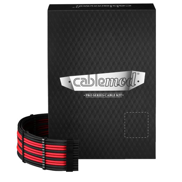 CableMod C-Series Pro ModMesh Sleeved 12V-2×6 12VHPWR Dual StealthSense Cable Kit for Corsair RMi, RMx (Black Label) – Black/Red