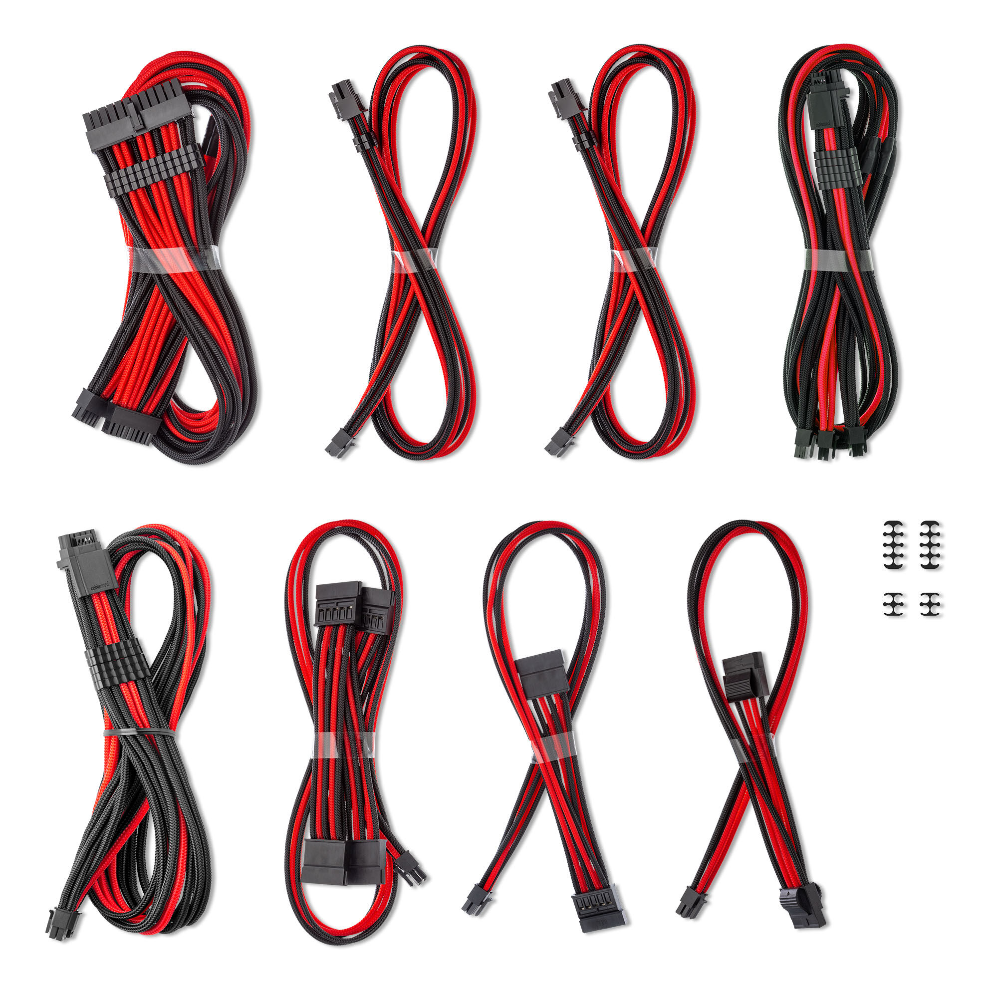 CableMod C-Series Pro ModMesh Sleeved 12V-2x6 12VHPWR Dual StealthSense Cable Kit for Corsair RMi, RMx (Black Label) - Black/Red