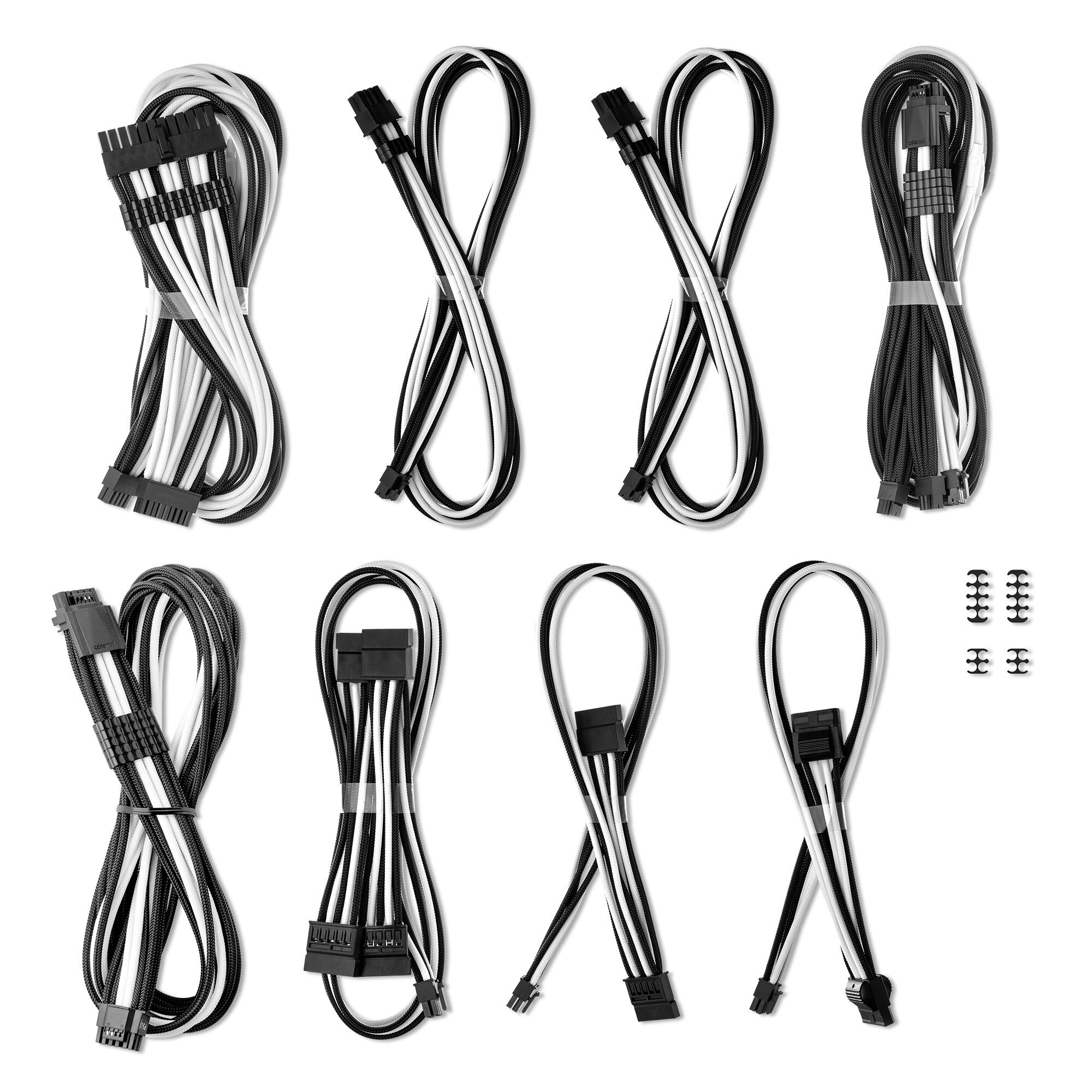 CableMod C-Series Pro ModMesh Sleeved 12V-2x6 12VHPWR Dual StealthSense Cable Kit for Corsair RMi, RMx (Black Label) - Black/White