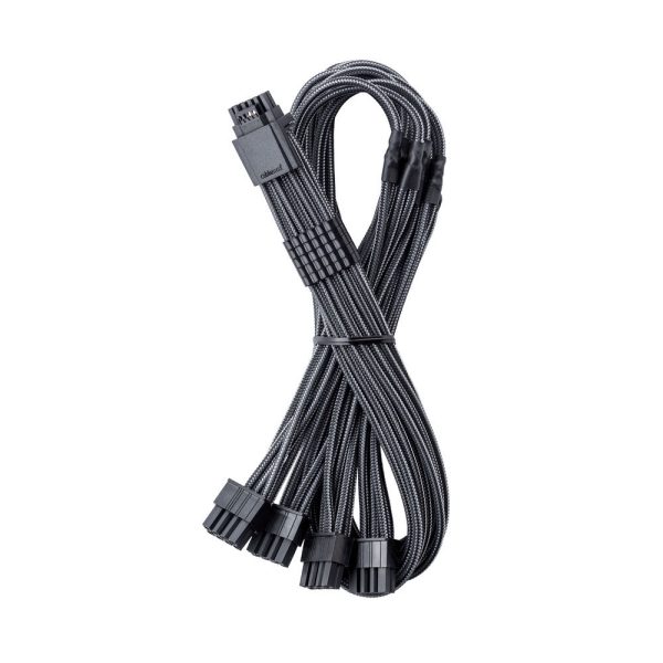 CableMod C-Series Pro ModMesh 12V 2×6 Cable, Sleeved, 16-Pin to 4x 8-Pin, for Corsair Type 4 and 3 PSUs – Carbon, 60cm
