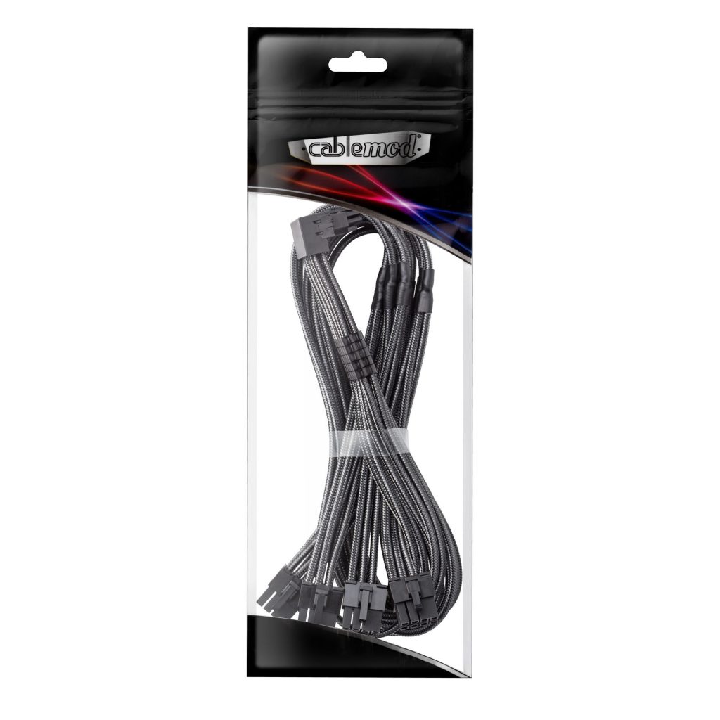 CableMod C-Series Pro connection cable - Variant A, 90, 16-pin to 4x 8-pin PCIe, carbon