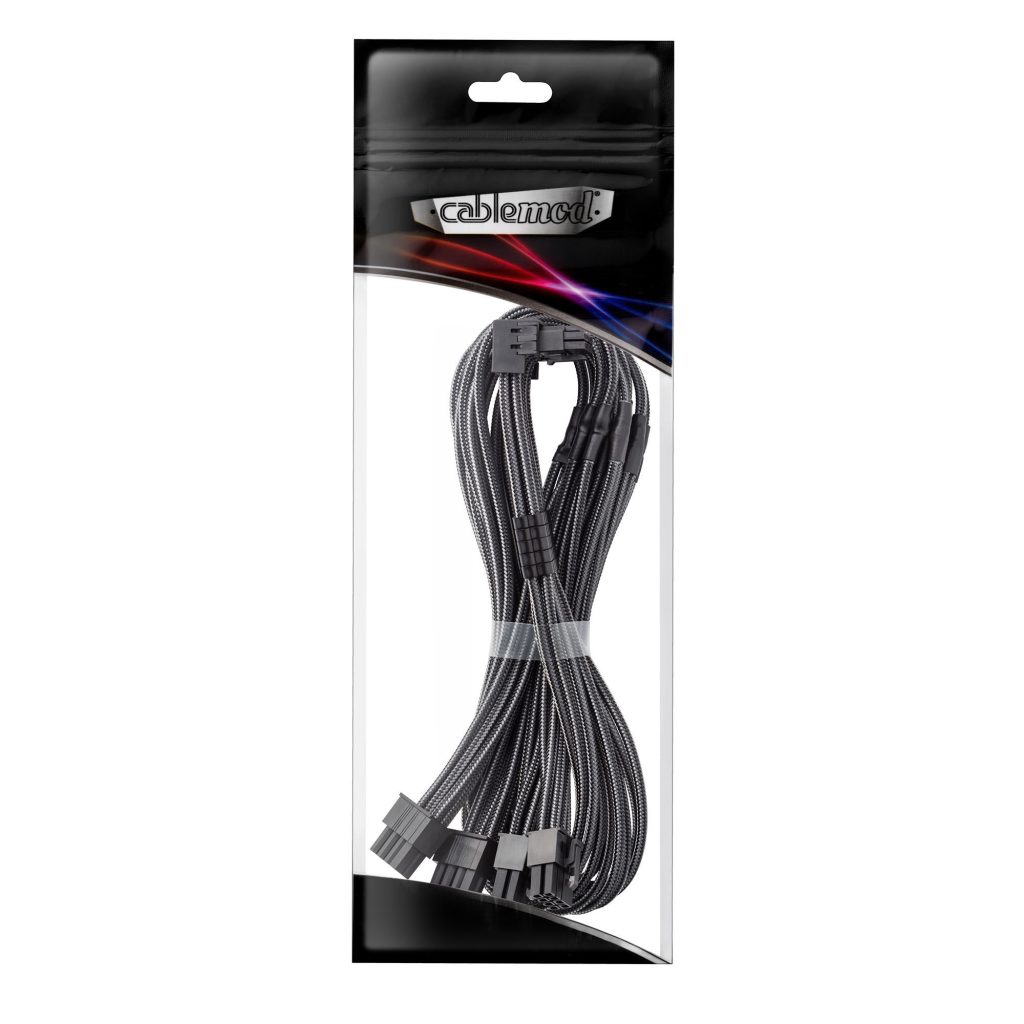 CableMod C-Series Pro connection cable - variant B, 90, 16-pin to 4x 8-pin PCIe, carbon