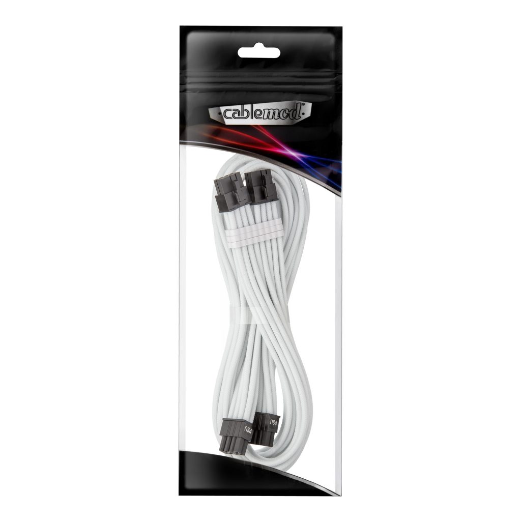 CableMod C-Series Pro ModMesh Bridged Connection Cable - 8+8-Pin PCIe, White, 60cm