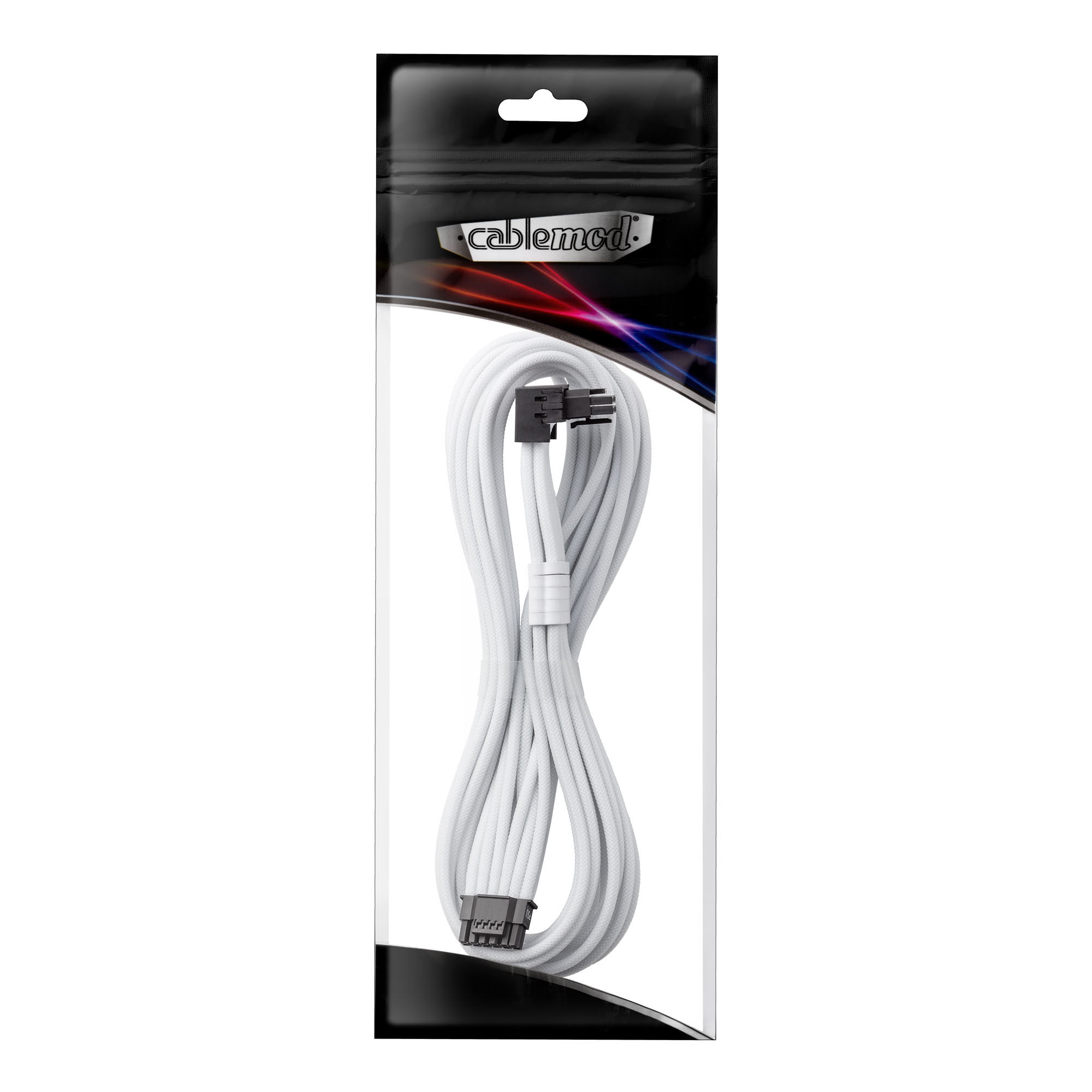 CableMod Universal Pro ModMesh 16-pin to 16-pin cable, 90 connector, sleeved, StealthSense - white, 60 cm, Var. B