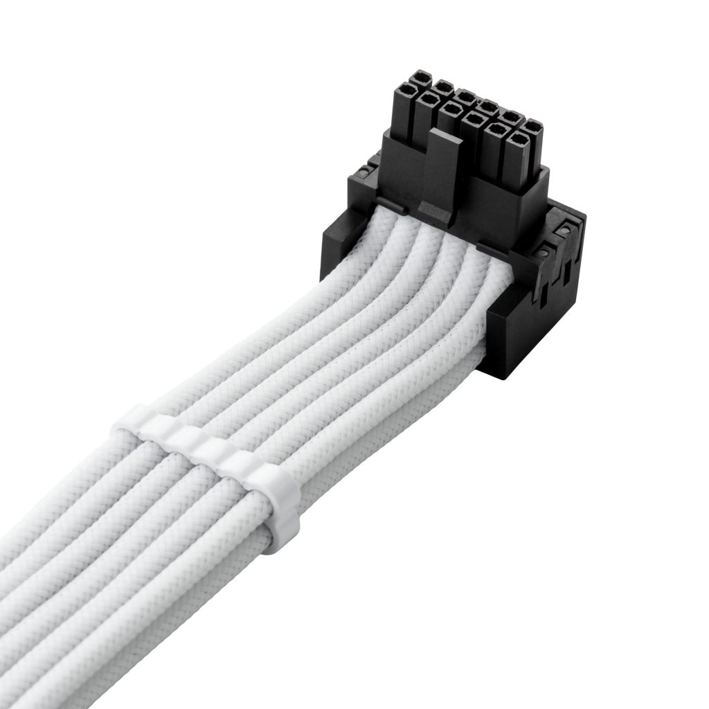 CableMod Universal Pro ModMesh 16-pin to 16-pin cable, 90 connector, sleeved, StealthSense - white, 60 cm, Var. B