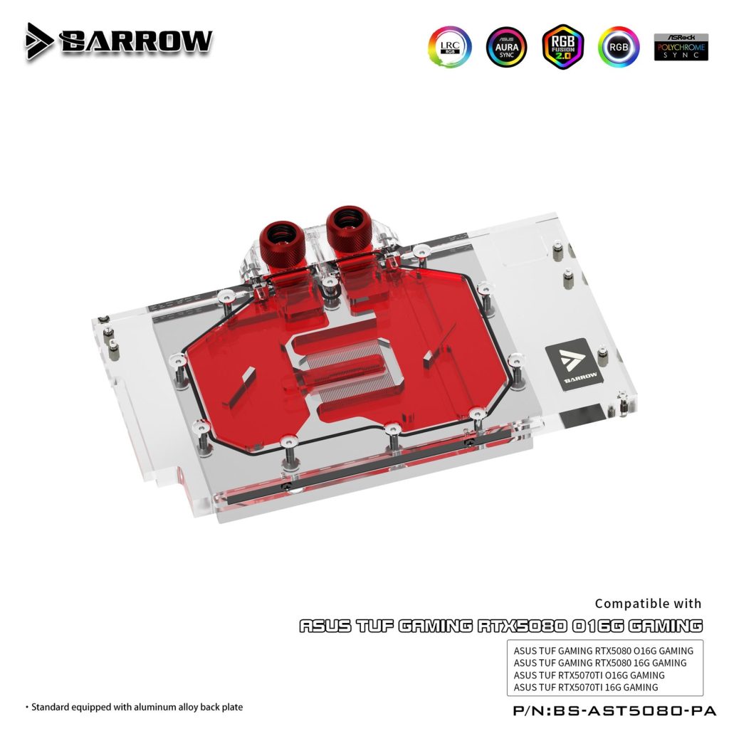 Barrow NVIDIA RTX 5080 ASUS ROG TUF, aRGB Graphics Card Waterblock + Backplate