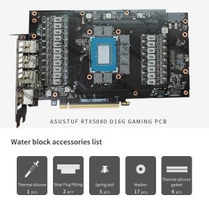 Barrow NVIDIA RTX 5080 ASUS ROG TUF, aRGB Graphics Card Waterblock + Backplate