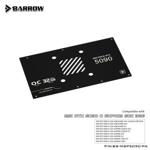 Barrow NVIDIA RTX 5090 MSI Suprim + Vangaurd, aRGB Graphics Card Waterblock + Backplate