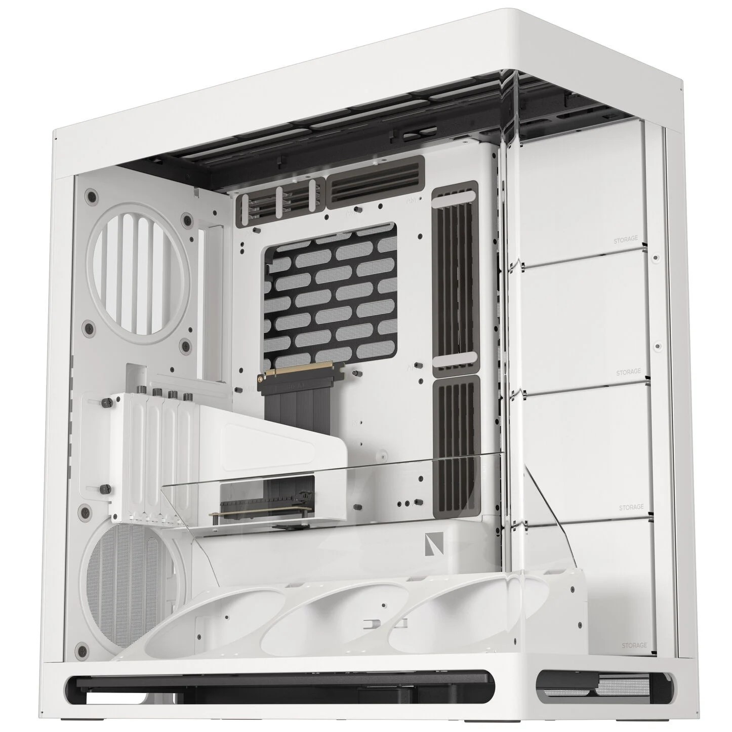 HAVN HS 420 VGPU PC Case, Midi-Tower, E-ATX, Tempered Glass, PCIe 5.0 Riser Cable - White - B-Grade