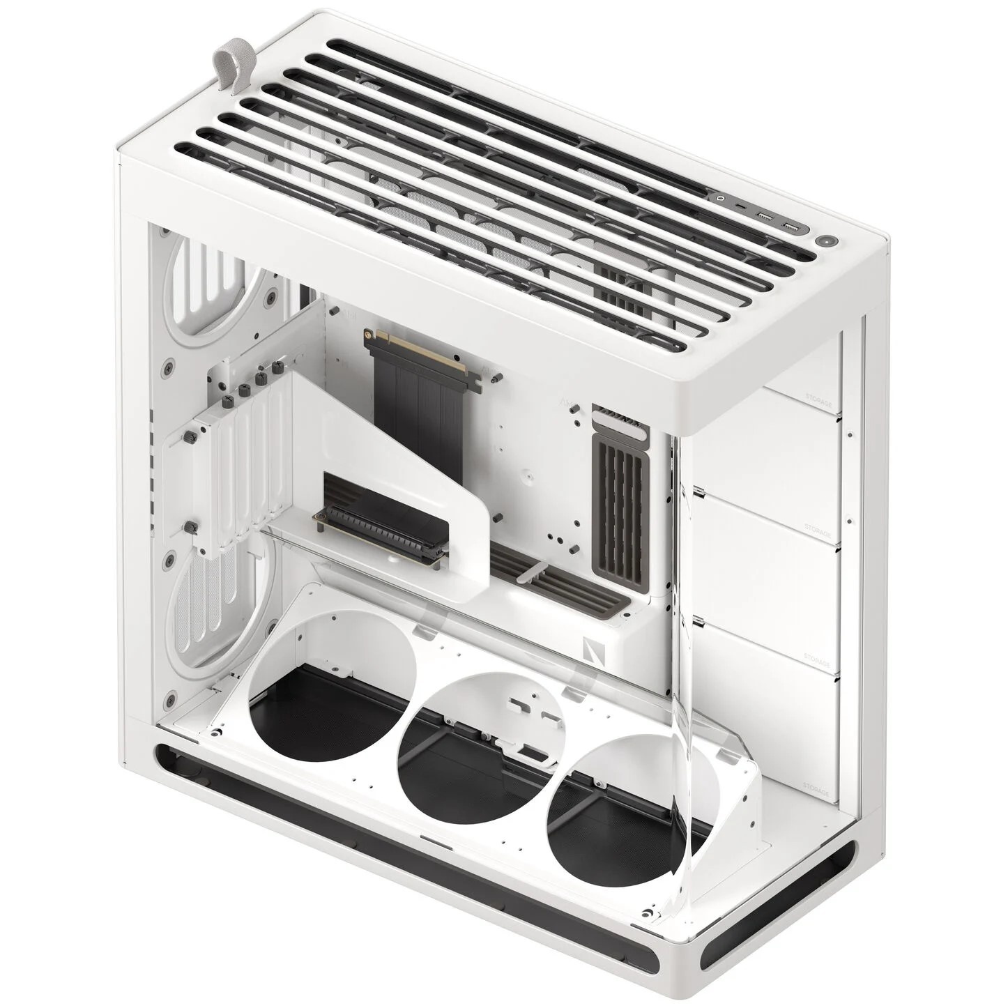 HAVN HS 420 VGPU PC Case, Midi-Tower, E-ATX, Tempered Glass, PCIe 5.0 Riser Cable - White - B-Grade