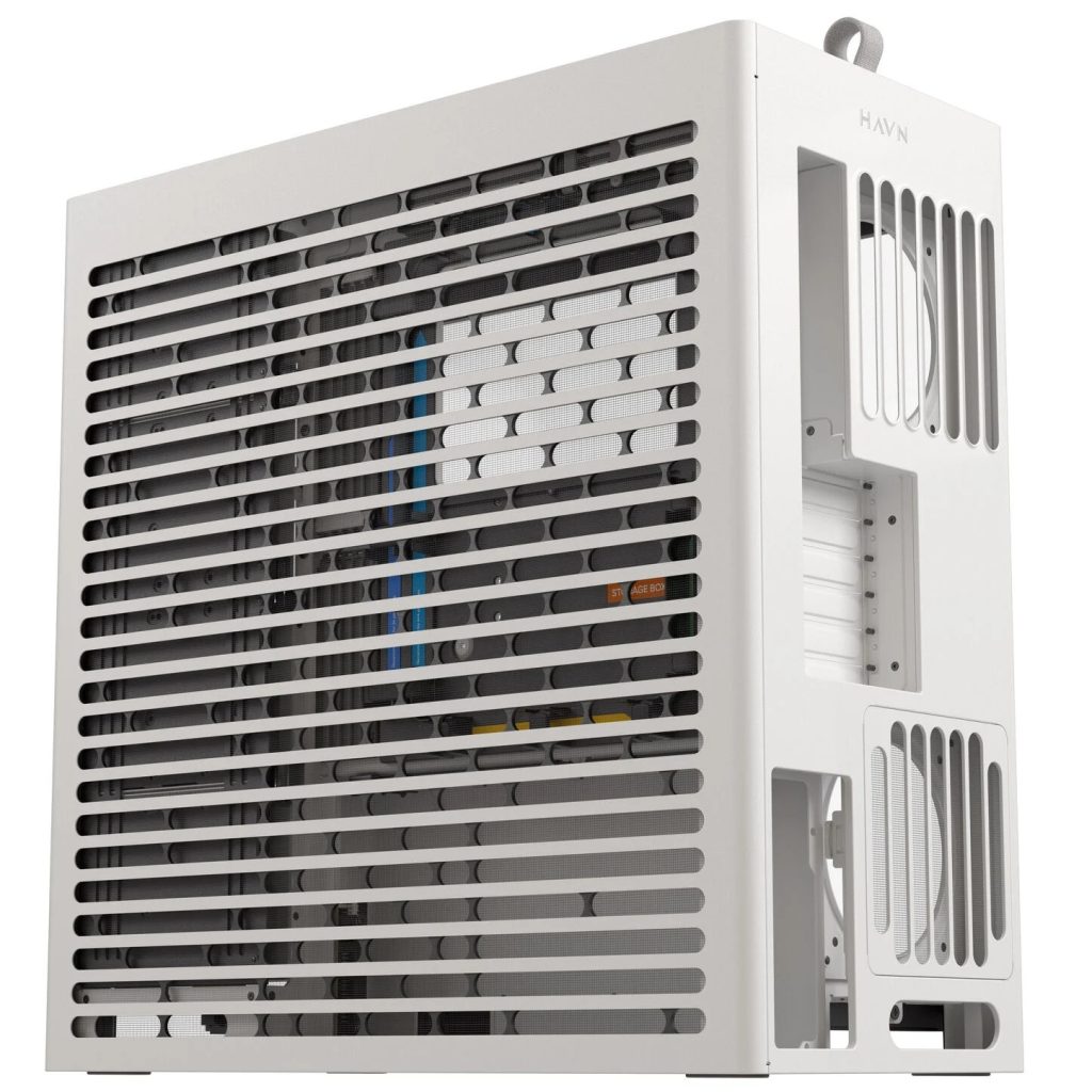 HAVN HS 420 VGPU PC Case, Midi-Tower, E-ATX, Tempered Glass, PCIe 5.0 Riser Cable - White - B-Grade