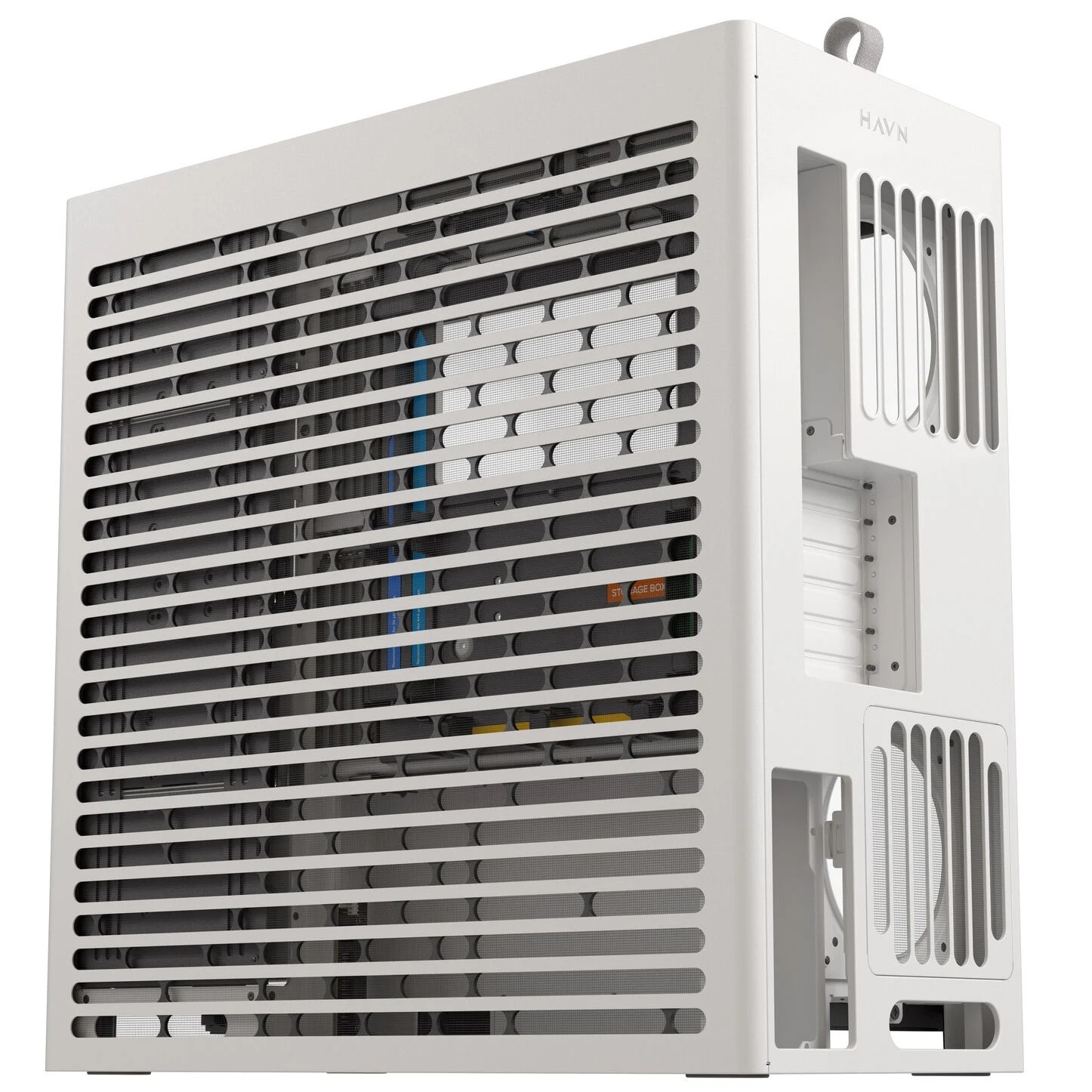 HAVN HS 420 VGPU PC Case, Midi-Tower, E-ATX, Tempered Glass, PCIe 5.0 Riser Cable - White - B-Grade