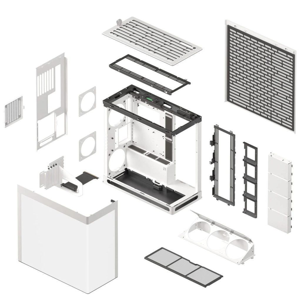 HAVN HS 420 VGPU PC Case, Midi-Tower, E-ATX, Tempered Glass, PCIe 5.0 Riser Cable - White - B-Grade