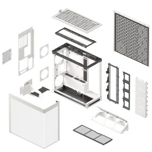 HAVN HS 420 VGPU PC Case, Midi-Tower, E-ATX, Tempered Glass, PCIe 5.0 Riser Cable - White - B-Grade
