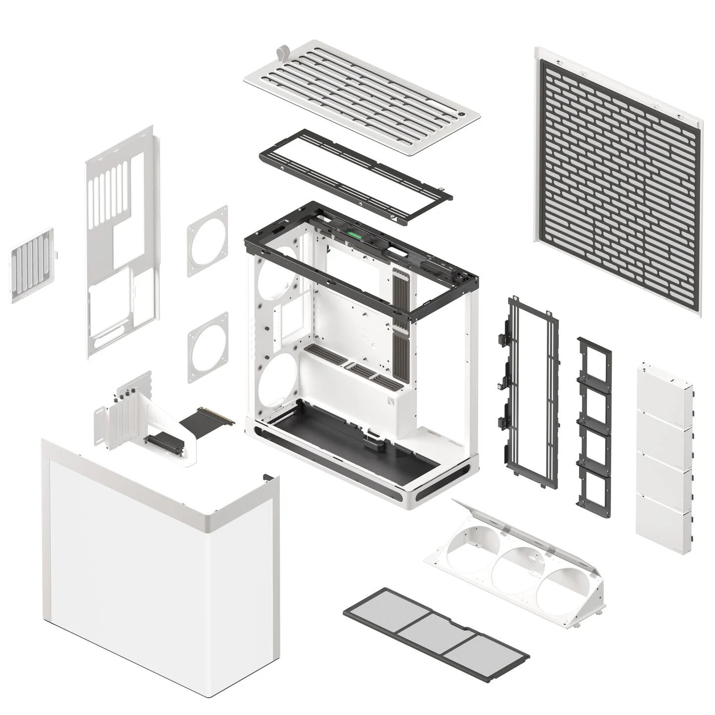 HAVN HS 420 VGPU PC Case, Midi-Tower, E-ATX, Tempered Glass, PCIe 5.0 Riser Cable - White - B-Grade