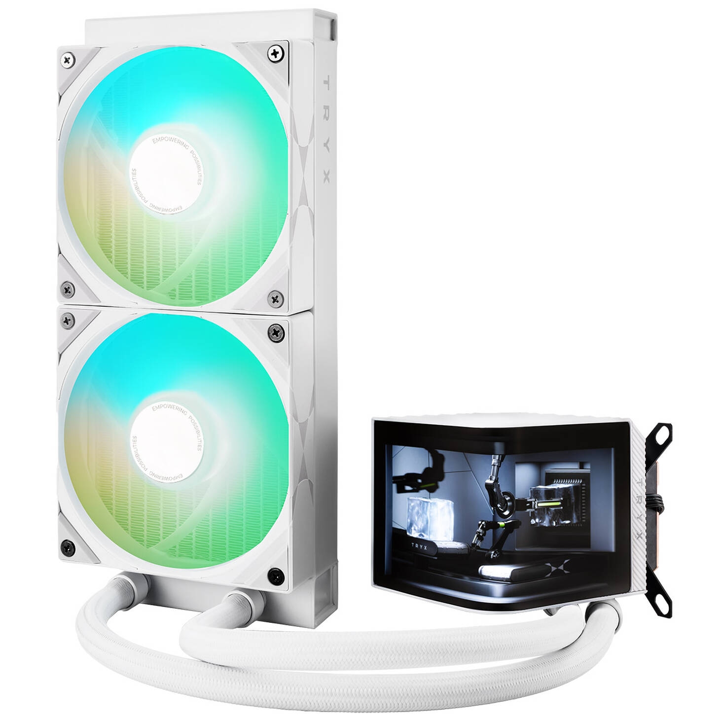 Jonsbo D32 PRO PC Case + TRYX PANORAMA Complete Water Cooling, ARGB - 240mm, White