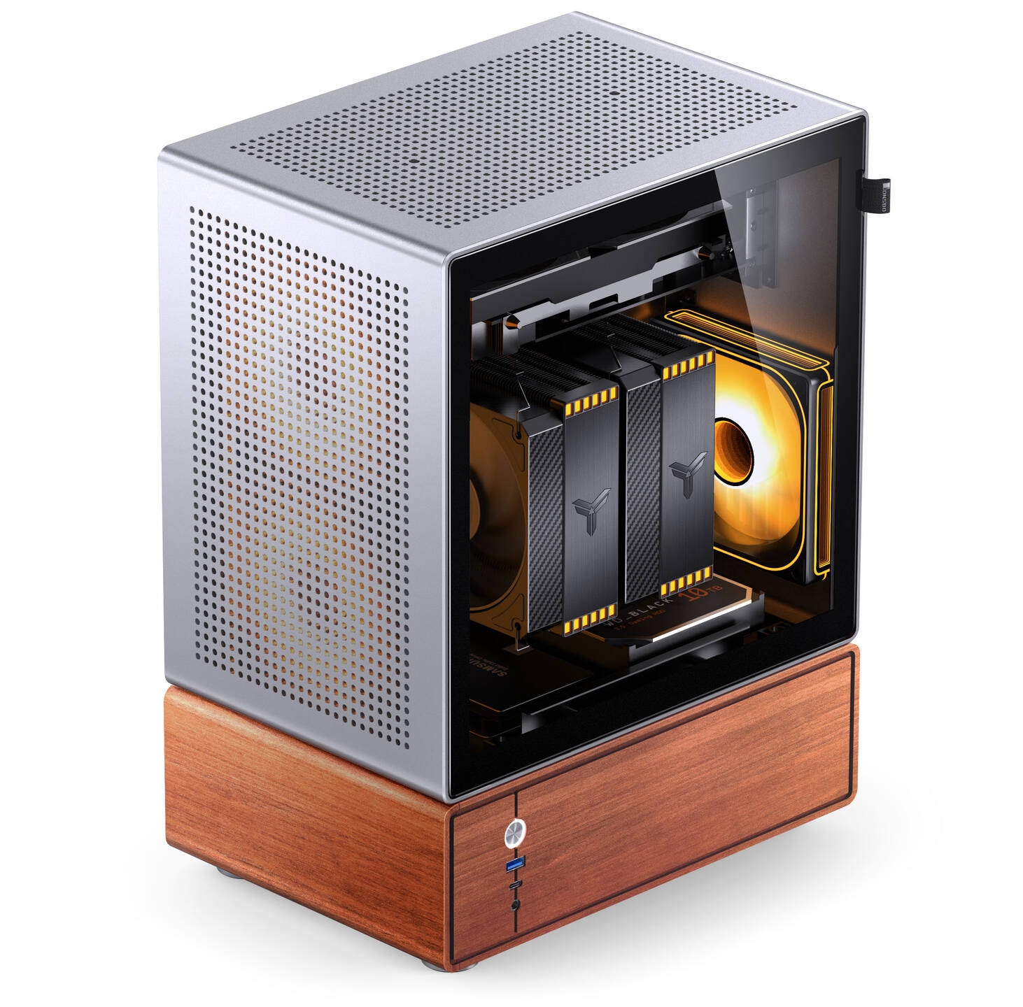 Jonsbo T7 PC Case, Mid Tower, mATX, Tempered Glass - silver
