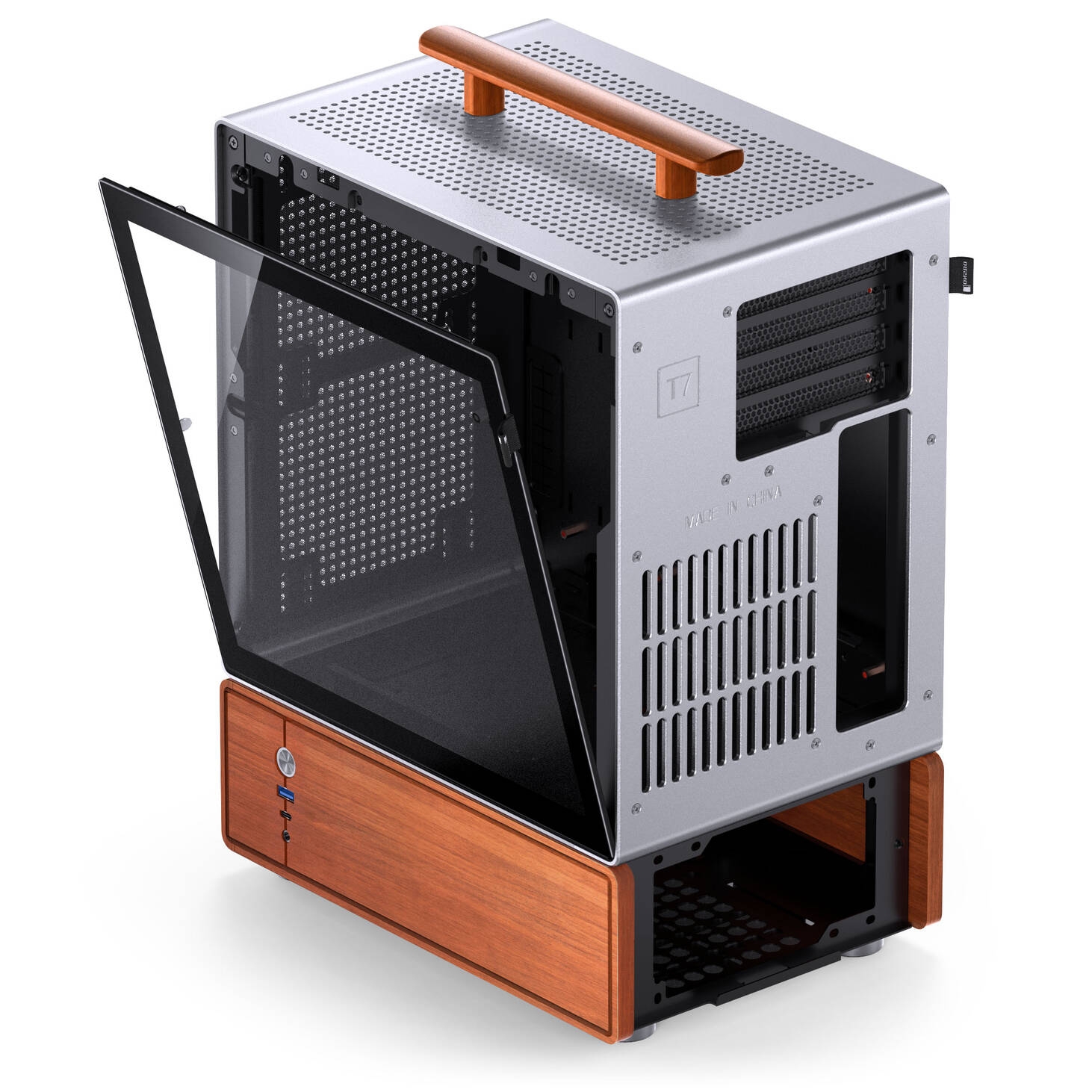 Jonsbo T7 PC Case, Mid Tower, mATX, Tempered Glass - silver