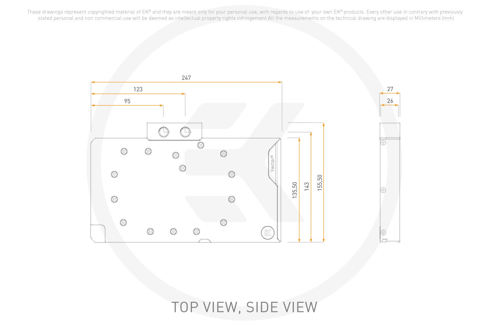 EK Waterblocks EK-Quantum Vector3 TUF RTX 5080 - Plexi