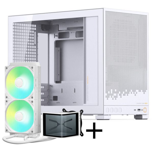 Jonsbo D32 STD PC Case + TRYX PANORAMA SE Complete Water Cooling, ARGB – 240mm, White