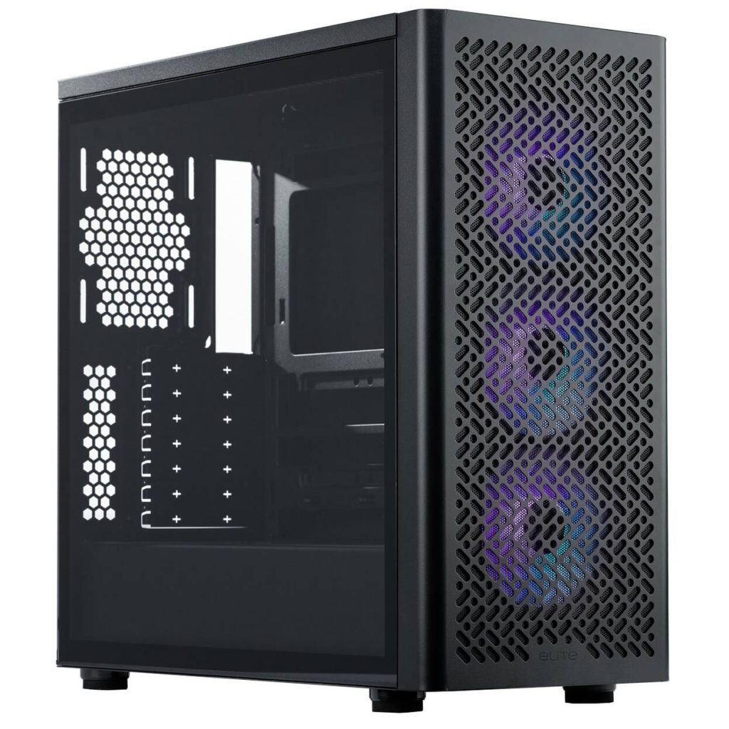 Cooler Master Elite 502 PC Case, Mid Tower, ATX, ARGB, Tempered Glass - Black