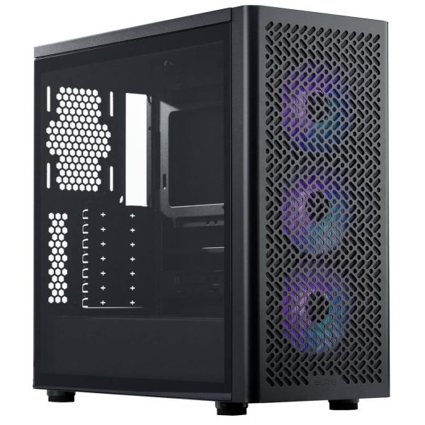 Cooler Master Elite 502 PC Case, Mid Tower, ATX, ARGB, Tempered Glass – Black