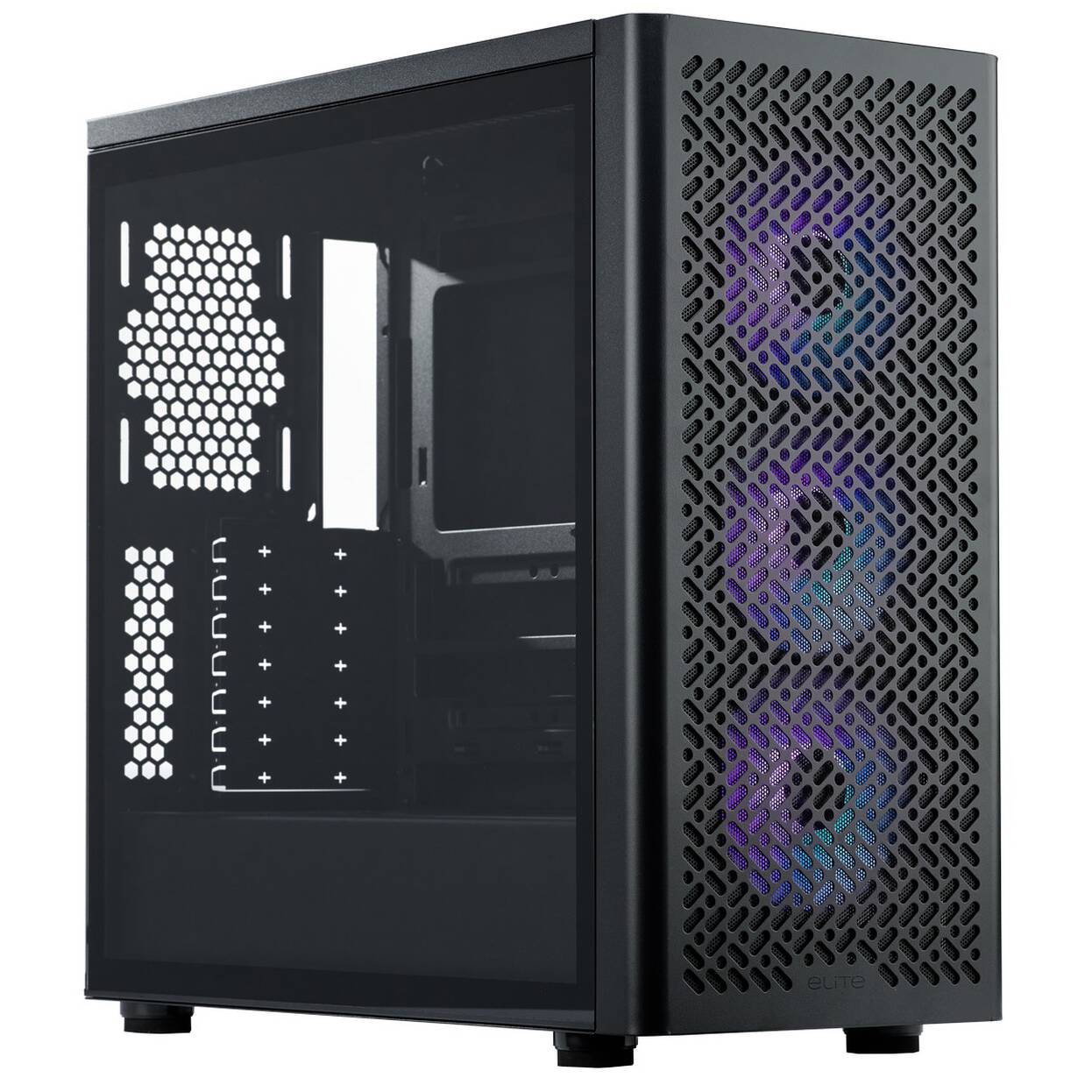 Cooler Master Elite 502 PC Case, Mid Tower, ATX, ARGB, Tempered Glass - Black