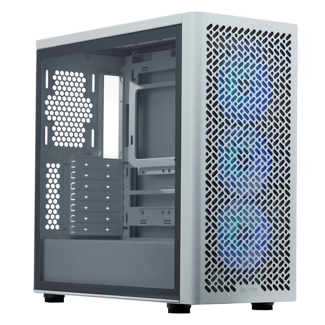 Cooler Master Elite 502 PC Case, Mid-Tower, ATX, ARGB, Tempered Glass - white