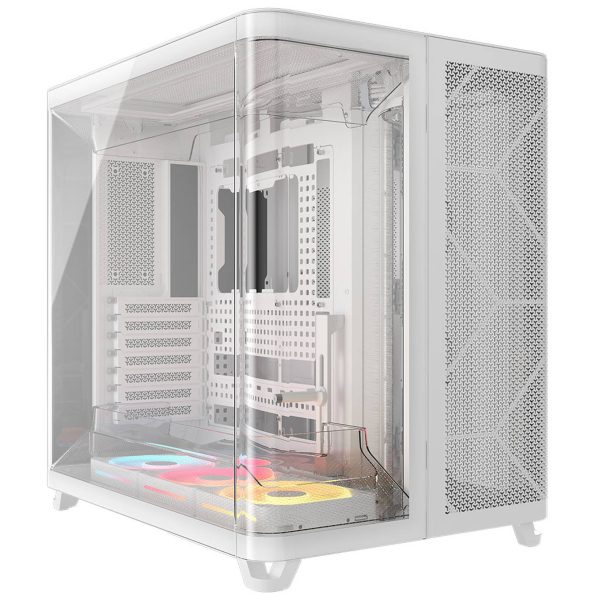 Corsair AIR 5400 LX-R LINK PC Case, Mid Tower, Tempered Glass, RGB – includes 3x 120mm Fans, white