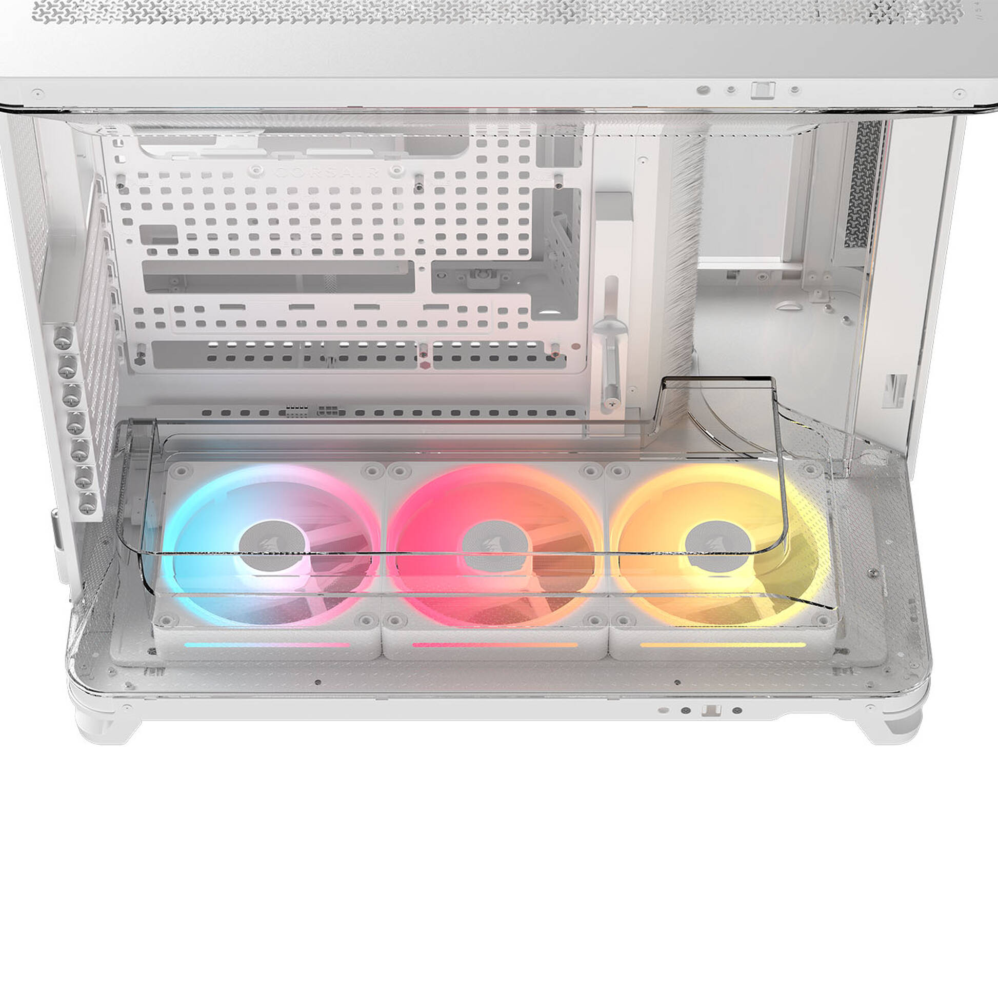Corsair AIR 5400 LX-R LINK PC Case, Mid Tower, Tempered Glass, RGB - includes 3x 120mm Fans, white