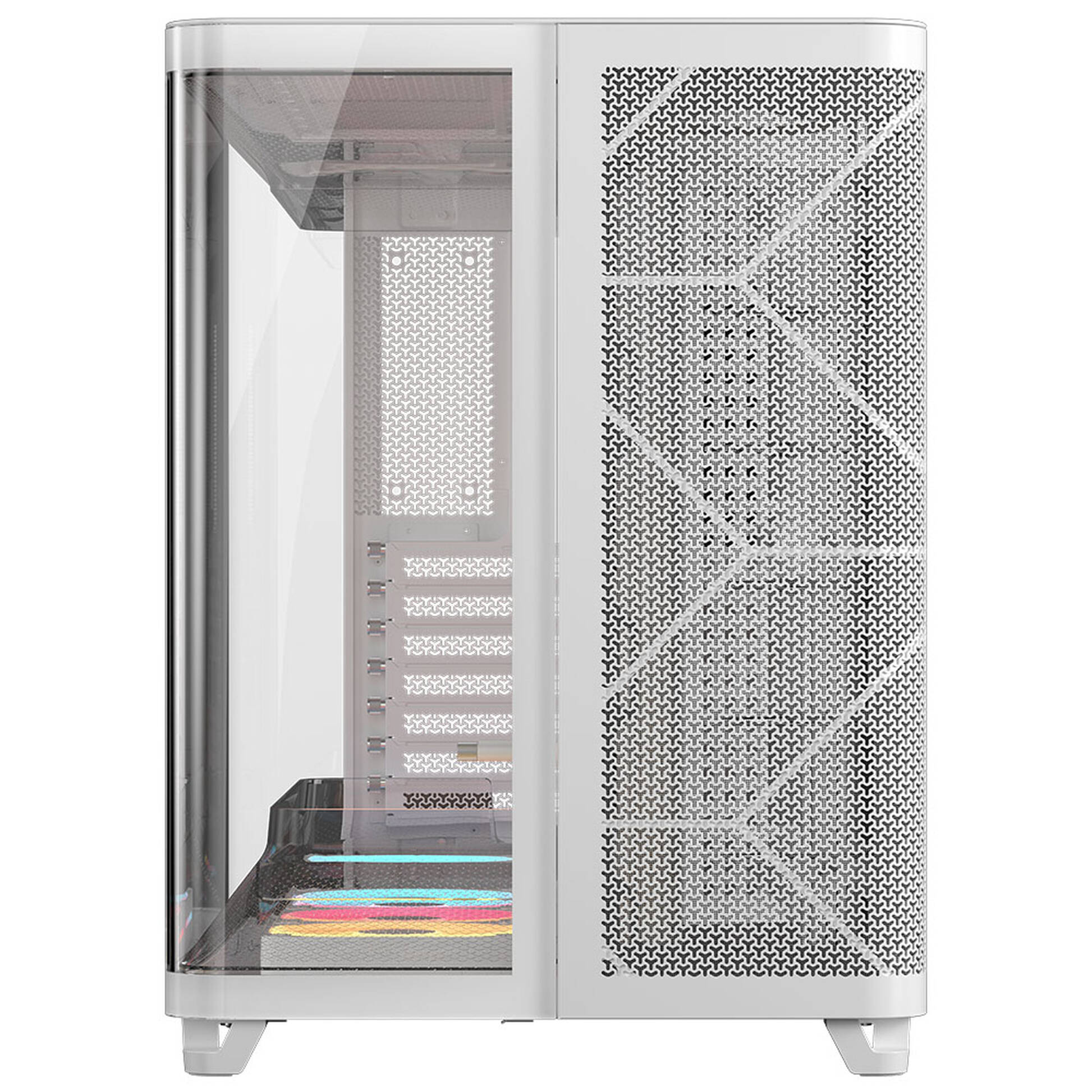 Corsair AIR 5400 LX-R LINK PC Case, Mid Tower, Tempered Glass, RGB - includes 3x 120mm Fans, white