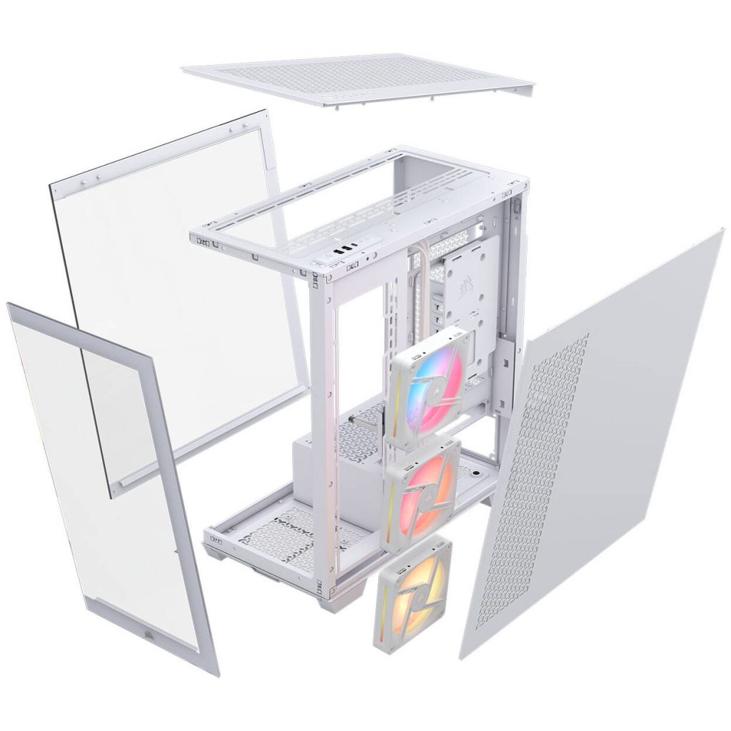 Corsair 3500X LX-R PC Case, Mid-Tower, E-ATX, RGB, Tempered Glass - white