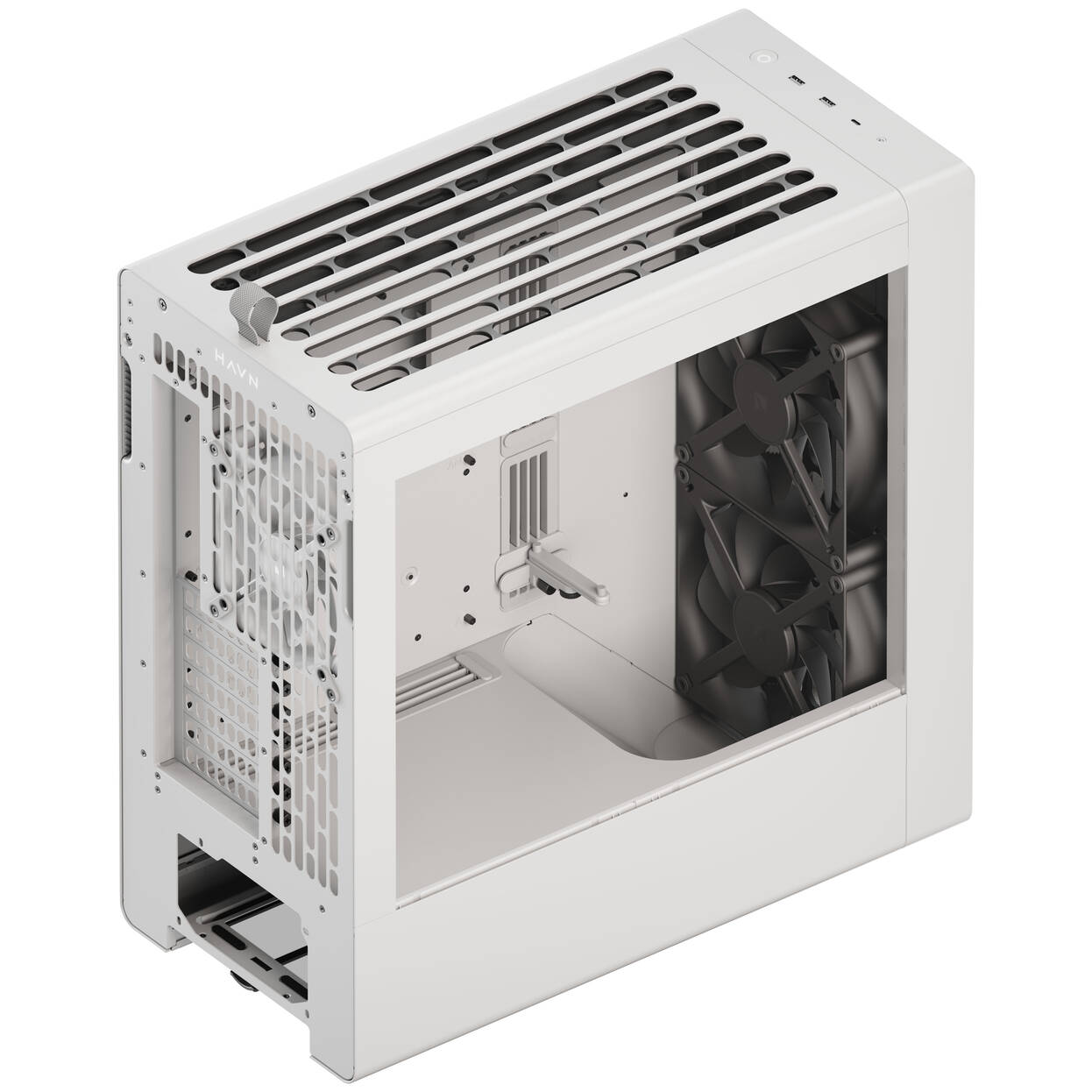 HAVN BF 360 Flow PC Case, Midi Tower, E-ATX, Tempered Glass - White