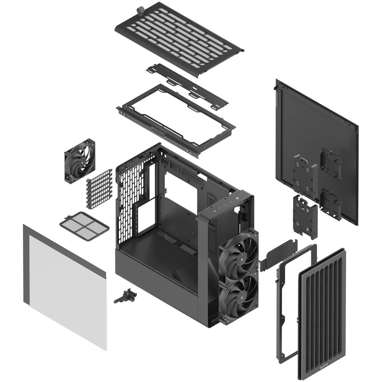HAVN BF 360 Flow PC Case, Midi Tower, E-ATX, Tempered Glass - Black : image 10
