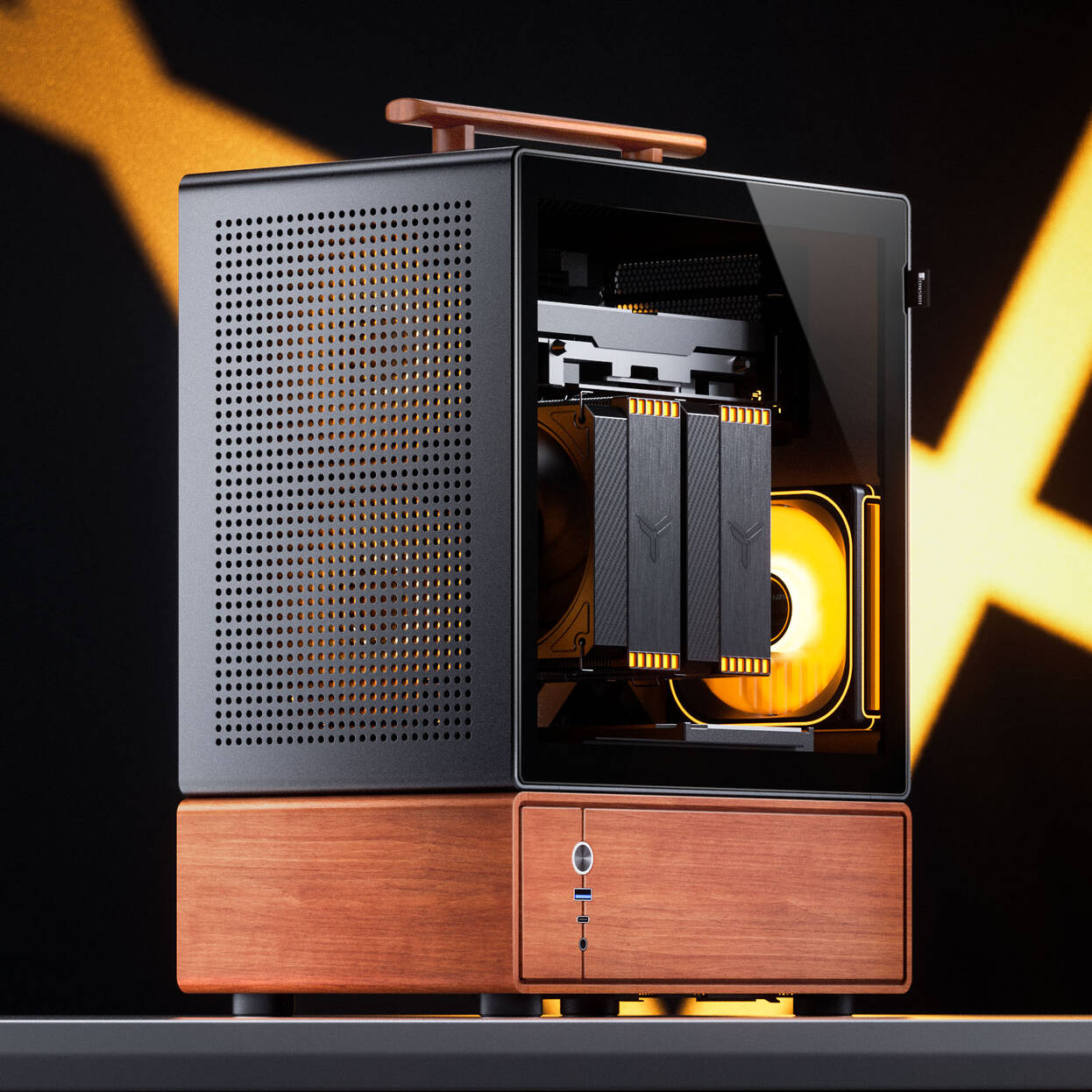 Jonsbo T7 PC Case, Mid Tower, mATX, Tempered Glass - black