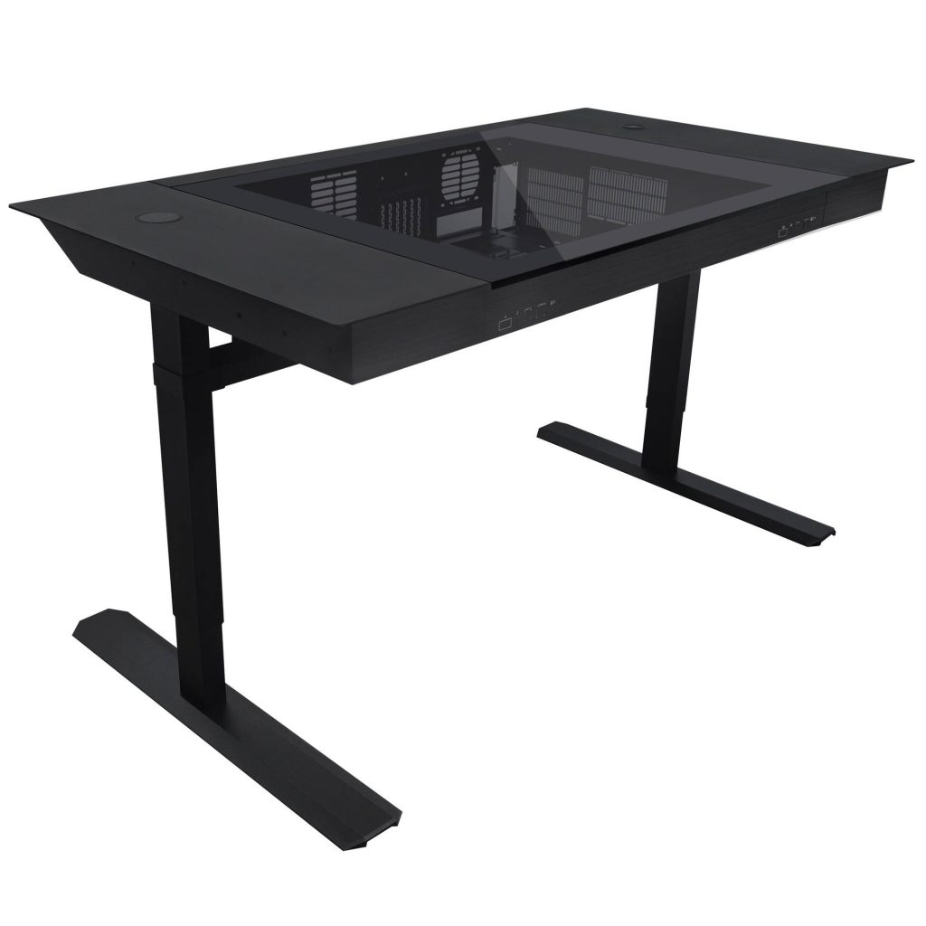 Lian Li DK07 desk chassis, dual-system capable, 2x E-ATX, height adjustable - black