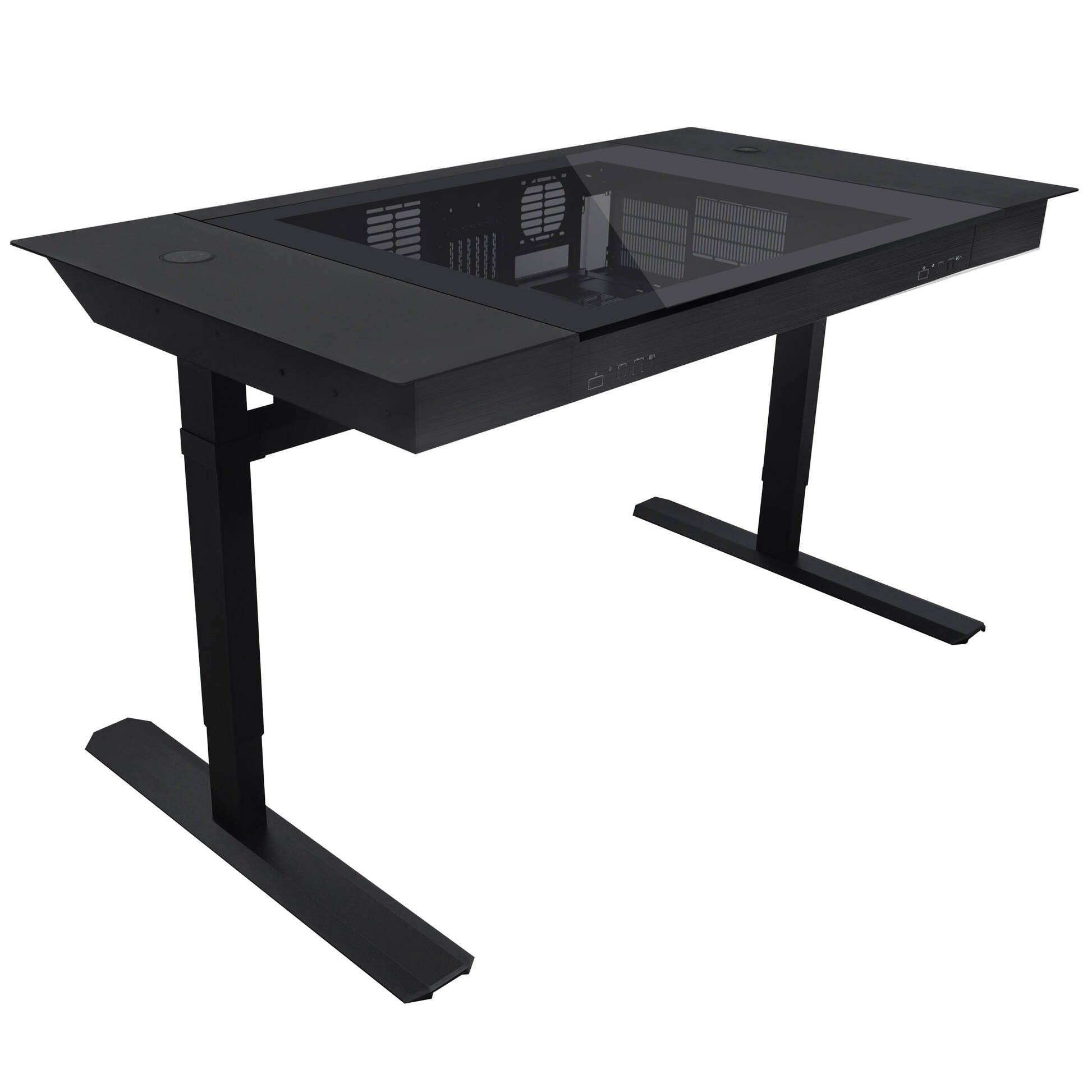 Lian Li DK07 desk chassis, dual-system capable, 2x E-ATX, height adjustable - black